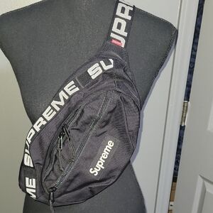 Supreme Black Belt Bag with Logo Strap